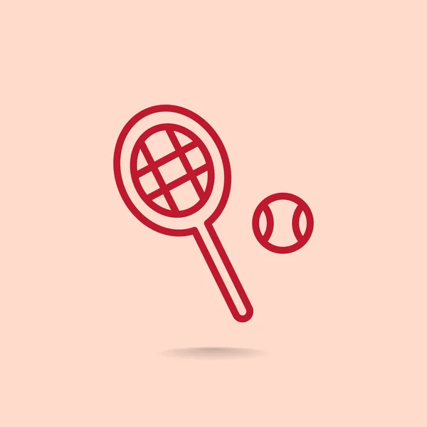 Raqueta de tenis con icono de pelota — Vector de stock