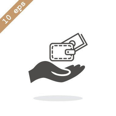 El simgesi üzerinde para ile cüzdan