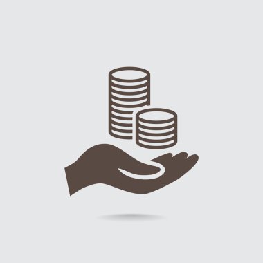 elinde, web simgesi paralar.