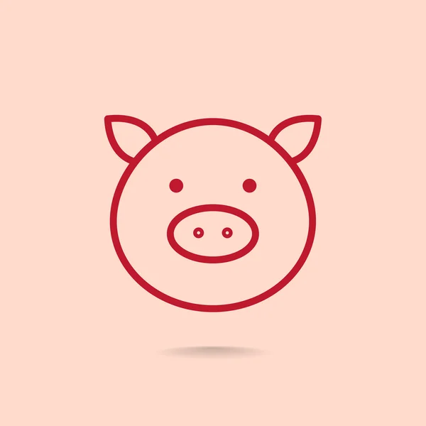 Ikon kepala babi - Stok Vektor