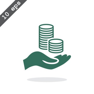 elinde, web simgesi paralar.