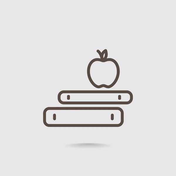 Livres avec icône pomme — Image vectorielle