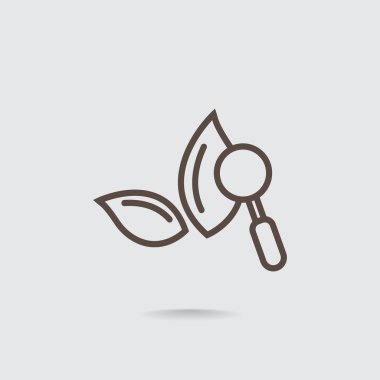 yaprakları ve Büyüteç botanik simgesi