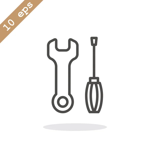 Iconos de llave y destornillador — Vector de stock