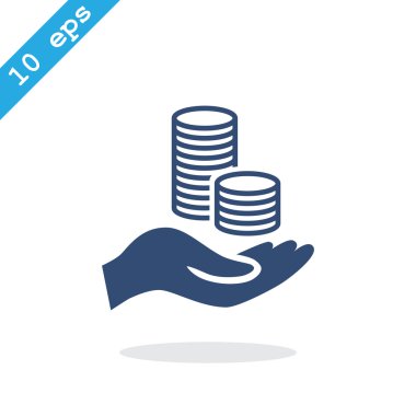 elinde, web simgesi paralar.