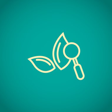 yaprakları ve Büyüteç botanik simgesi