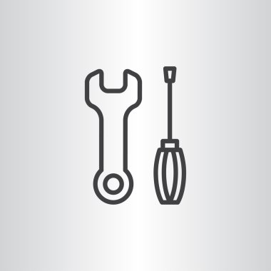 İngiliz anahtarı ve tornavida simgesi