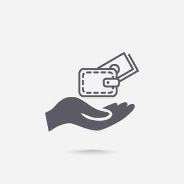 m-cüzdan ve el web simgesi