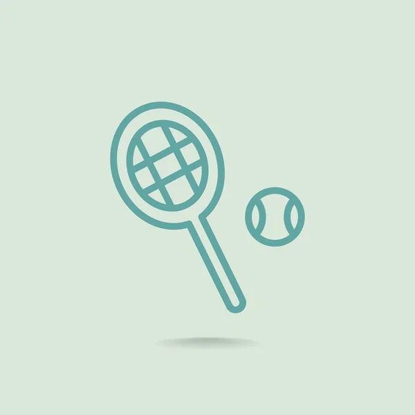 Raqueta de tenis con icono de pelota — Vector de stock