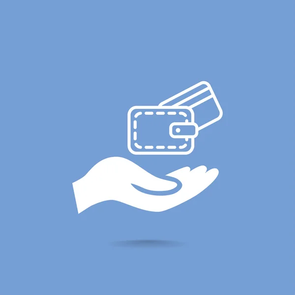 Ikona webové peněženku a ruku — Stockový vektor
