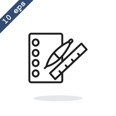 defter ile kalemi ve cetvel simgesi