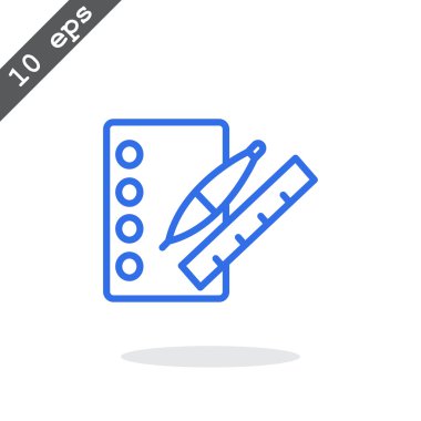 defter ile kalemi ve cetvel simgesi