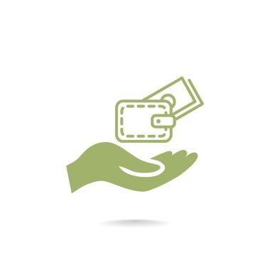 m-cüzdan ve el web simgesi