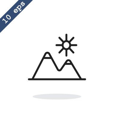 Dağlar ve güneş - seyahat simgesi