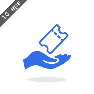 Hand receiving a ticket symbol for download clipart