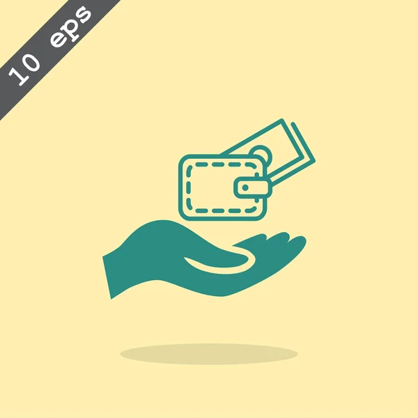 Wallet and hand web icon — Stock Vector