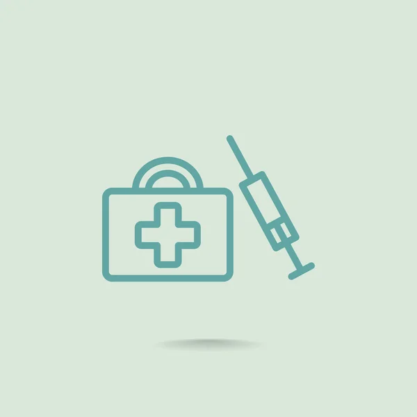 Syringe and first aid kit icon — Stock Vector