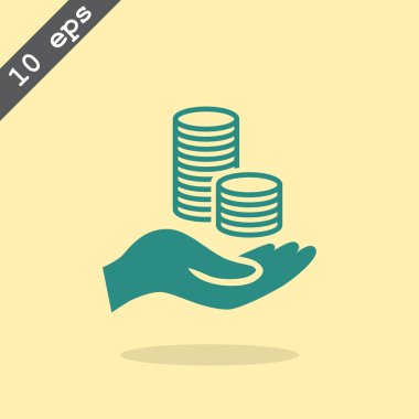 elinde, web simgesi paralar