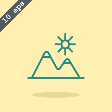 Dağlar ve güneş - seyahat simgesi