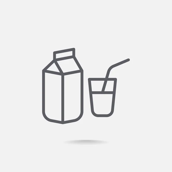 Het pictogram pack en glas melk — Stockvector