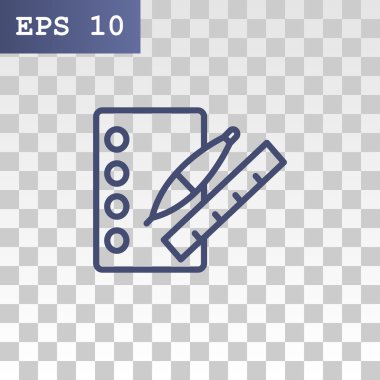 defter ile kalemi ve cetvel simgesi