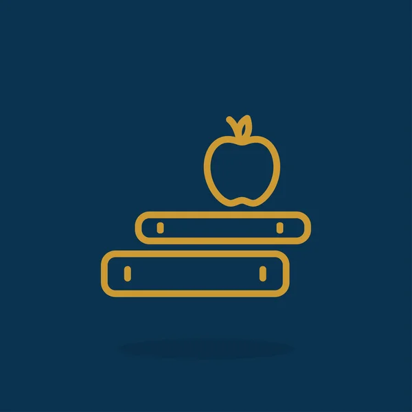 Libros con icono de manzana — Archivo Imágenes Vectoriales