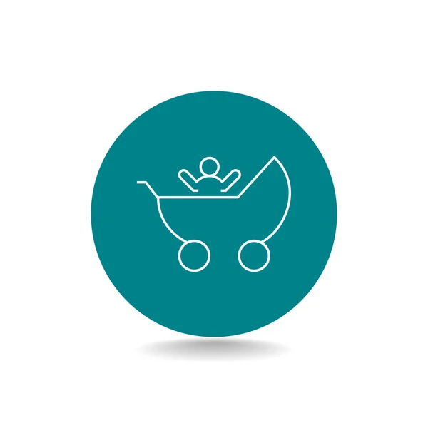 Pram with a child icon — Stock Vector