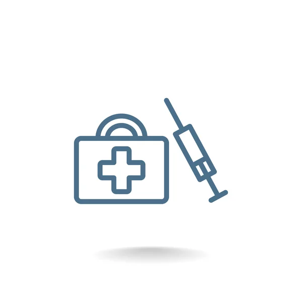 Syringe and first aid kit icon — Stock Vector