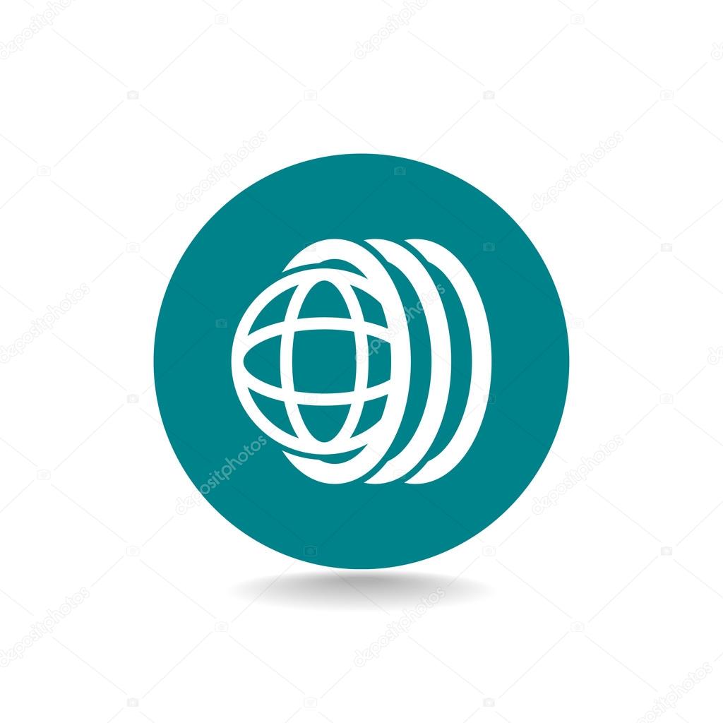 Car tires and globe icon. transport industry symbol. vector illustration