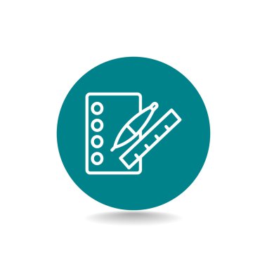 defter ile kalemi ve cetvel simgesi