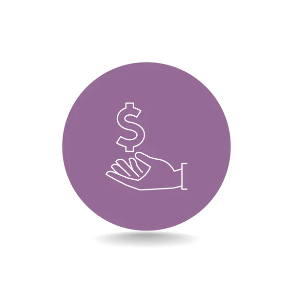 Dolar w ręku symbol ikonę. — Wektor stockowy