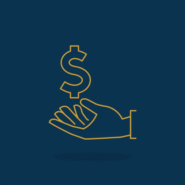 Dólar símbolo en la mano icono . — Vector de stock