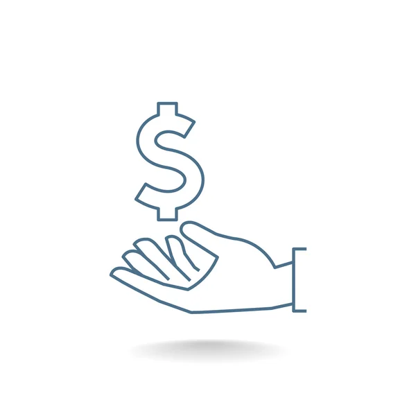 Dólar símbolo en la mano icono . — Vector de stock