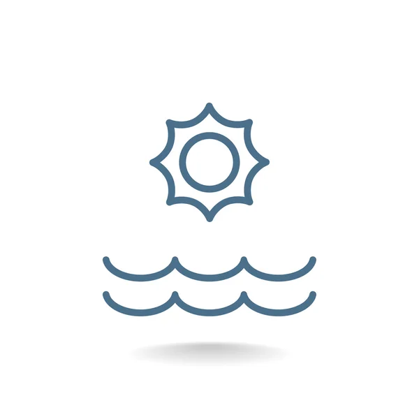 Sol de verano y el mar icono — Vector de stock