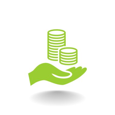 elinde, web simgesi paralar