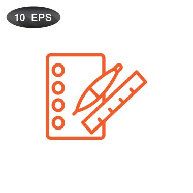 defter ile kalemi ve cetvel simgesi