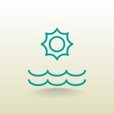 Yaz güneş ve deniz dalgaları simgesi