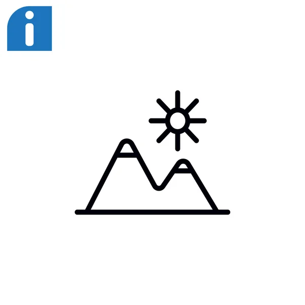 Bergen en zon - reizen pictogram — Stockvector
