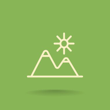 Dağlar ve güneş - seyahat simgesi