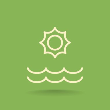 Yaz güneş ve deniz dalgaları simgesi