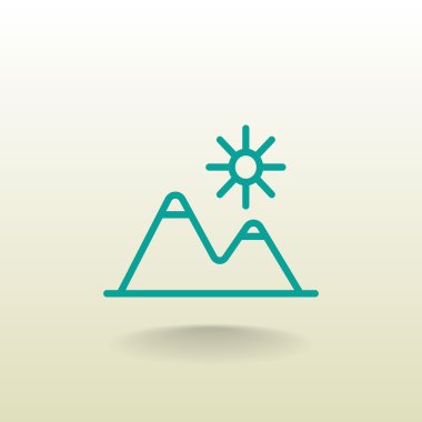 Dağlar ve güneş - seyahat simgesi