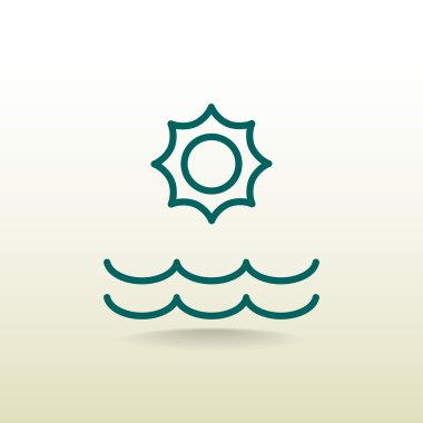 Yaz güneş ve deniz dalgaları simgesi