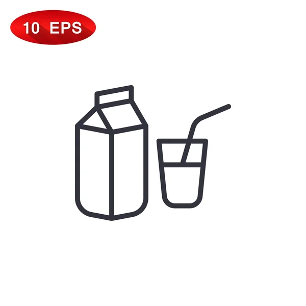 Paquete de leche e icono de vidrio — Vector de stock