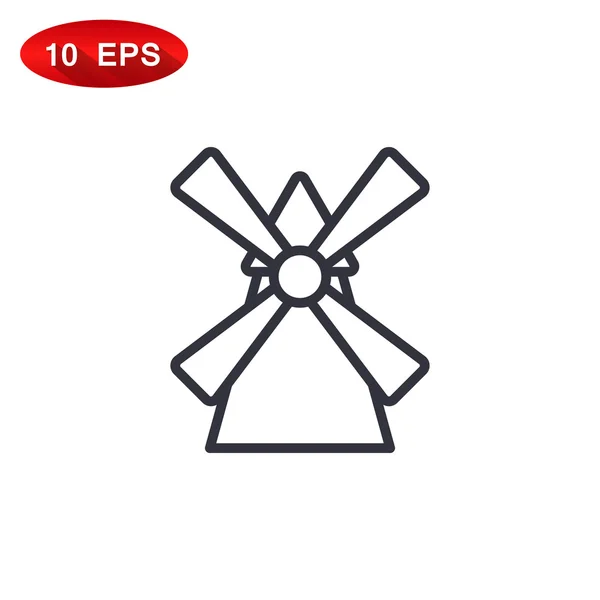 Windmolen gebouw pictogram — Stockvector