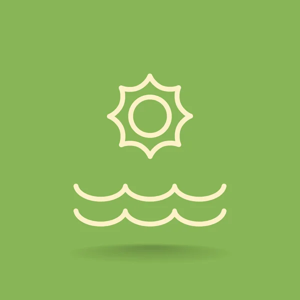 Sol de verano y las olas del mar icono — Vector de stock