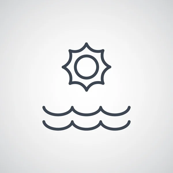 Sol de verano y las olas del mar icono — Vector de stock