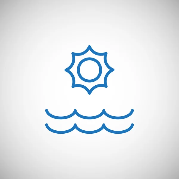 Sol de verão e ícone de ondas do mar — Vetor de Stock
