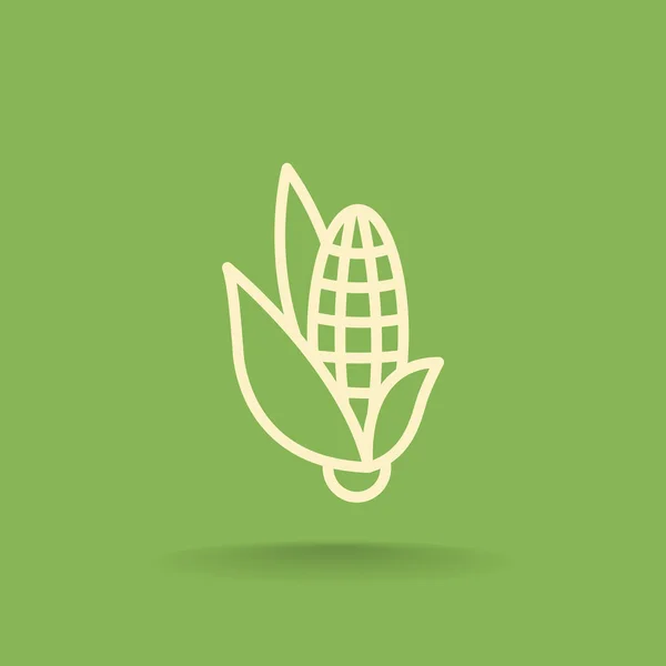 Maïs avec icône feuilles — Image vectorielle