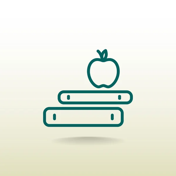 Libros e icono de manzana — Archivo Imágenes Vectoriales