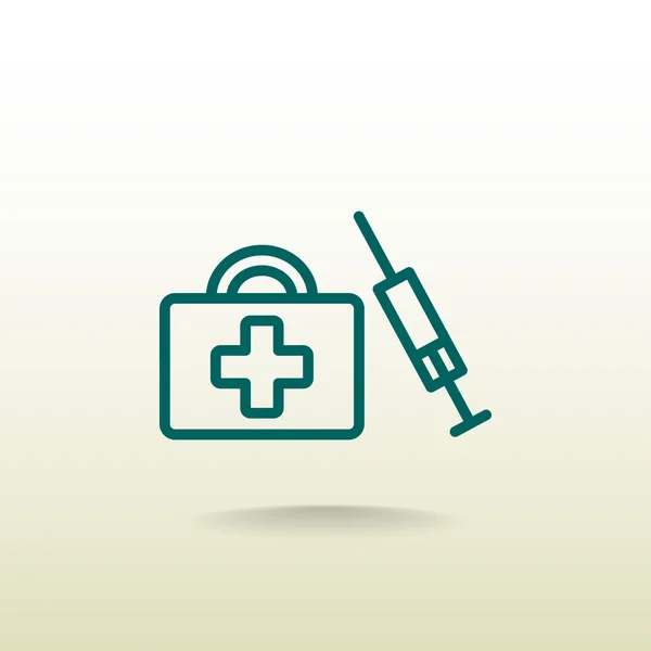 Syringe and first aid kit icon — Stock Vector